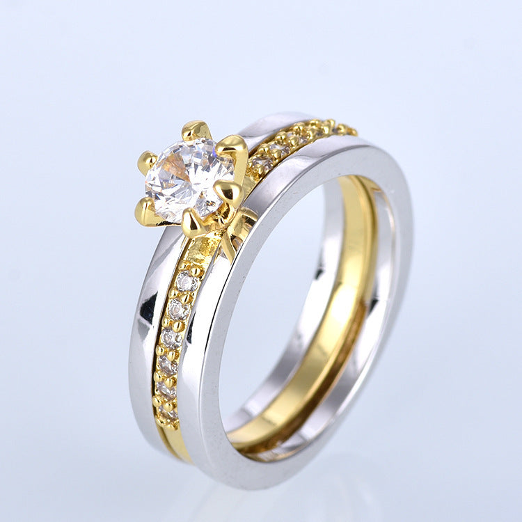 Beautiful CZ Cradle Ring Set in White or Yellow Gold, Engagement, Anniversary, Gift.