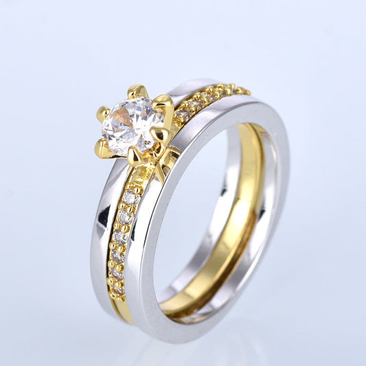Beautiful CZ Cradle Ring Set in White or Yellow Gold, Engagement, Anniversary, Gift.