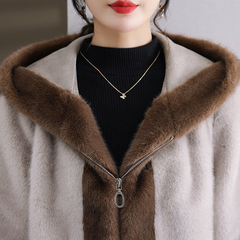 Stay Royal Mink Fur Hooded Coat