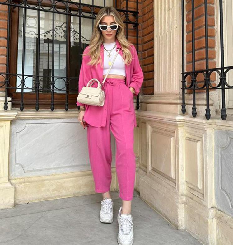 Button Down Shirt with Loose Pants 2 Piece Outfit