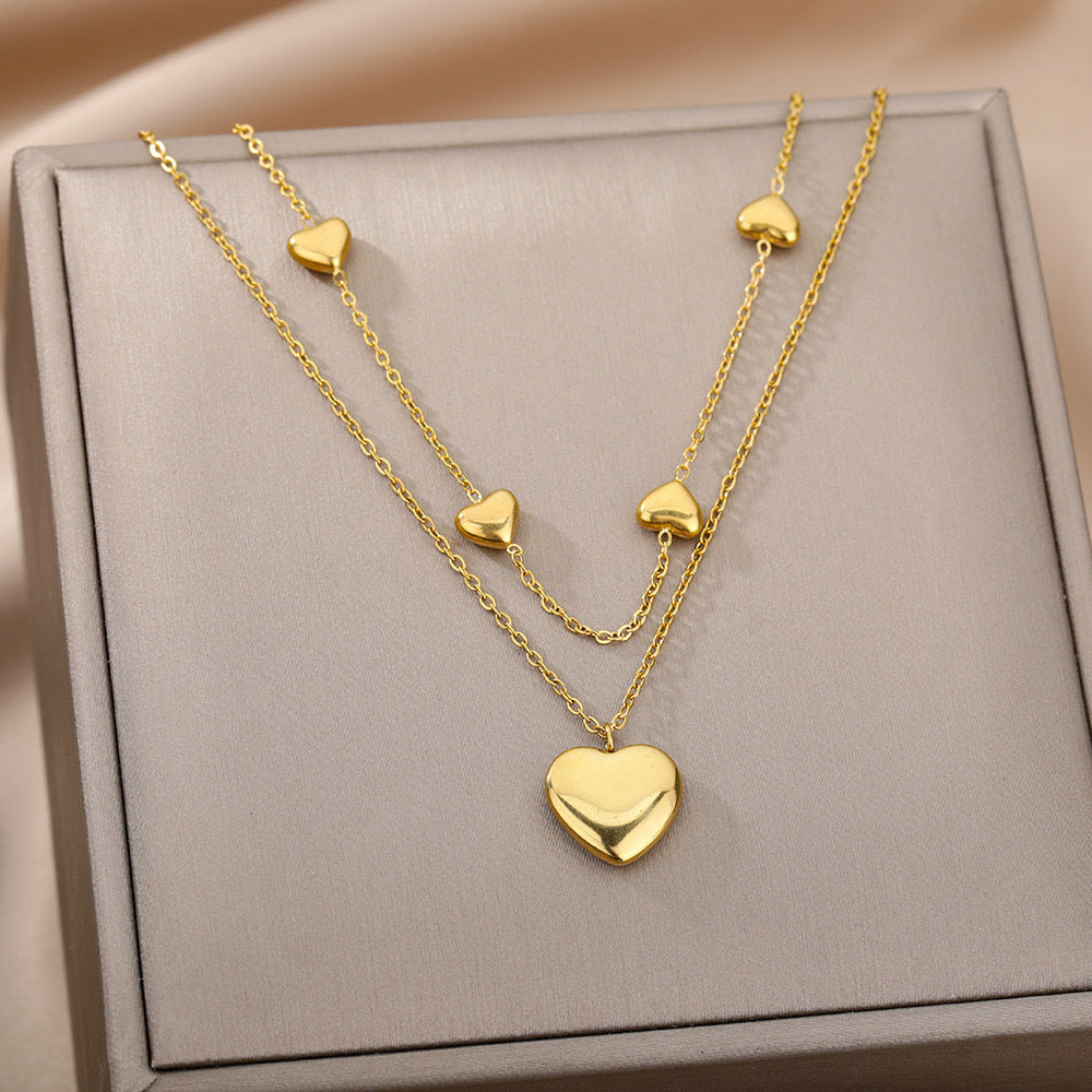 Multilayer Heart Pendant Necklaces