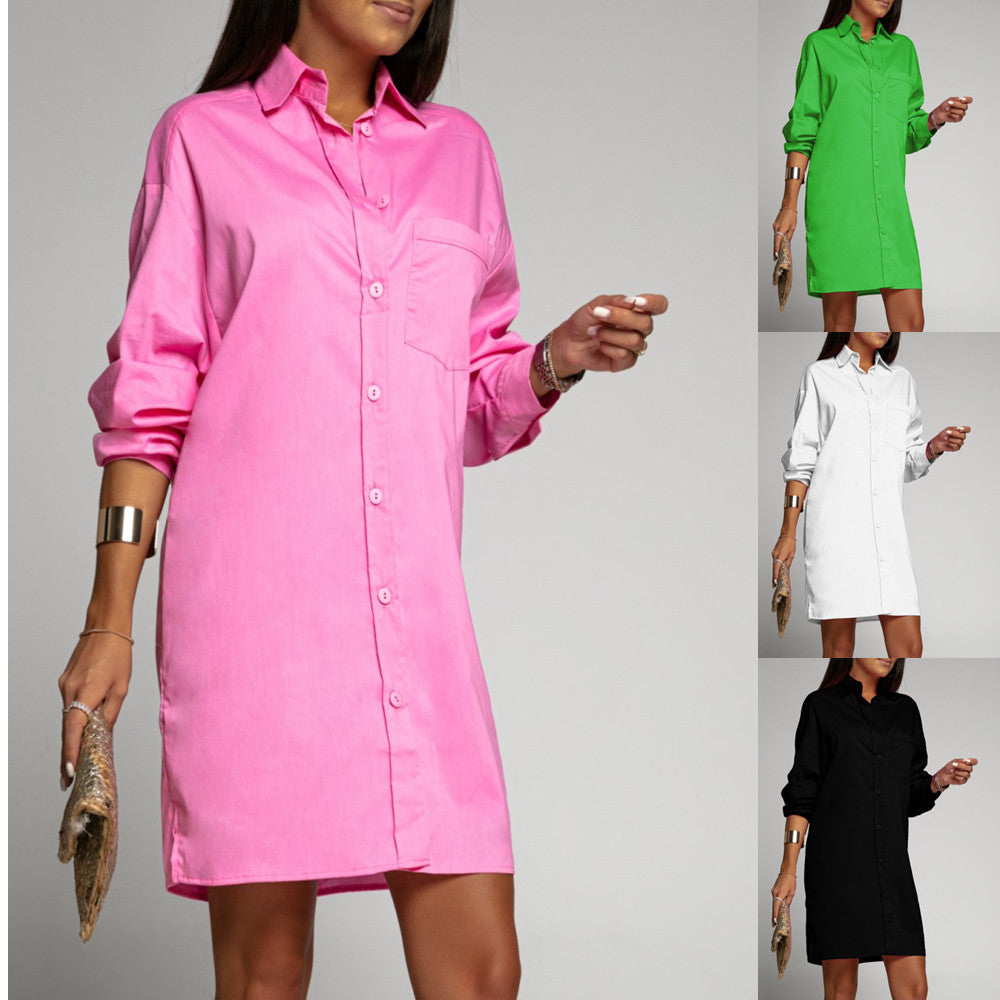 Classic V-Neck Button Pocket Long Sleeve Shirt