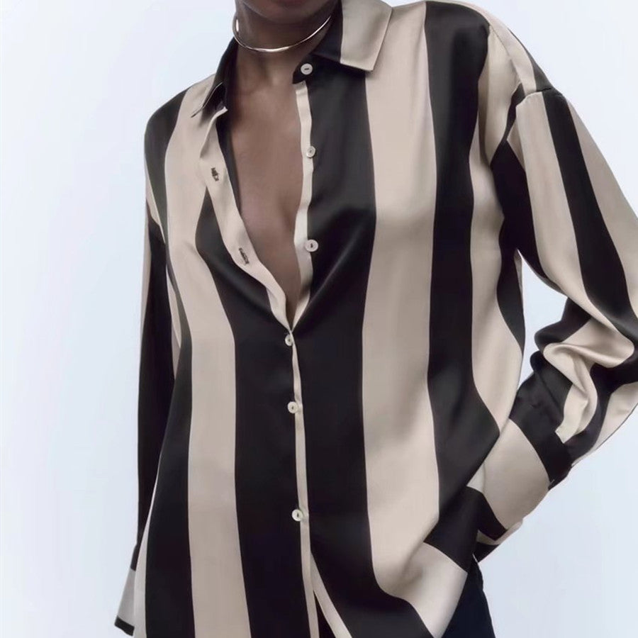 Iconic Silk Satin Texture Loose Shirt