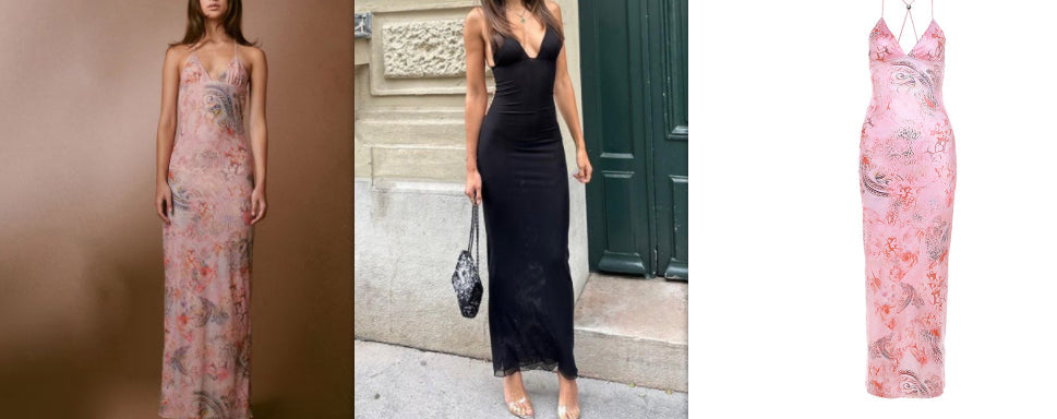 Extravagant V-Neck  Slim Dress W/ Butterfly Back Straps