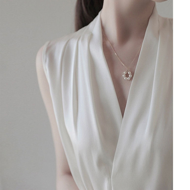 Classic Sleeveless Silk Shirt