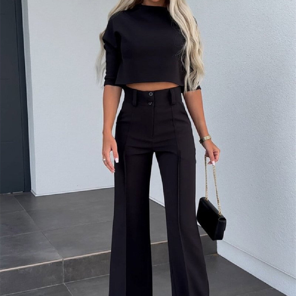 Stylish High Waist Wide Leg Pants & Top Combo