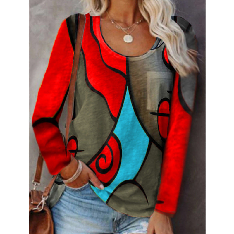 Artsy Multicolor Over-Size Blouse  with Long Sleeve