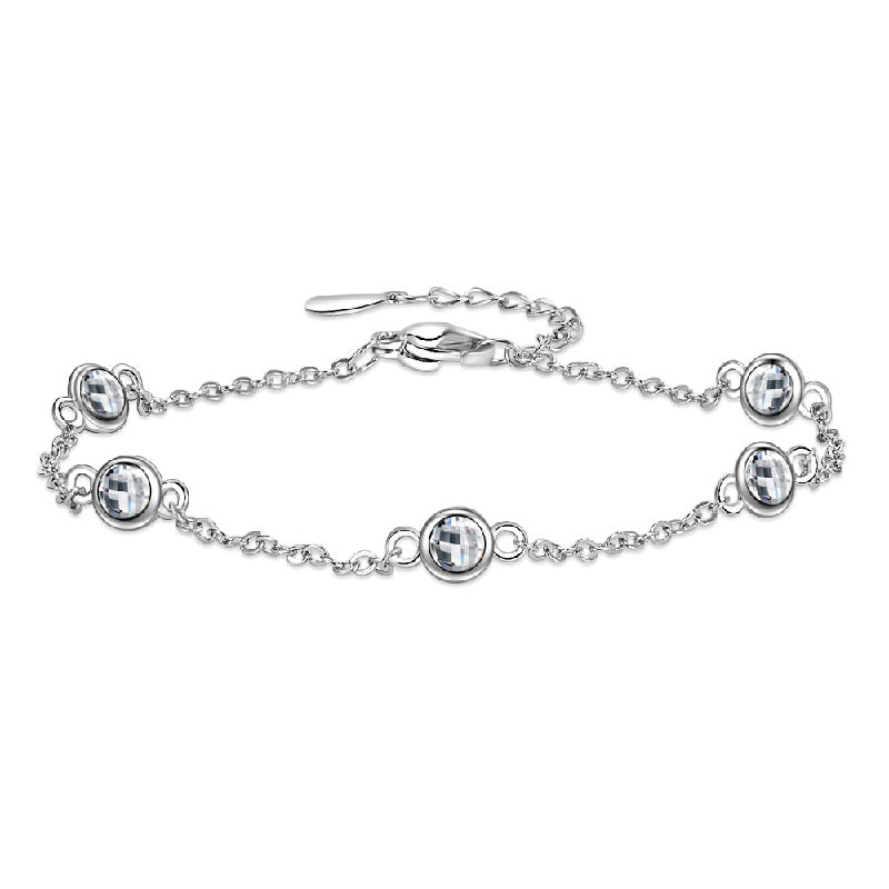 Dainty 925 Sterling Silver Bracelet With Zircon Gemstone.