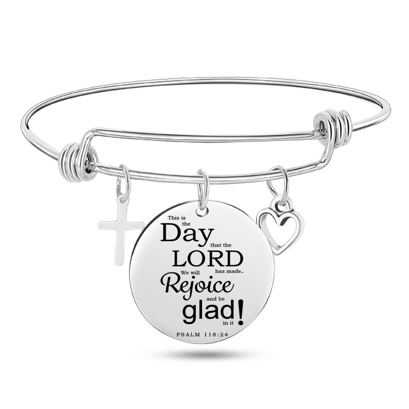 Bible Scripture Stainless Steel Bangle Bracelet