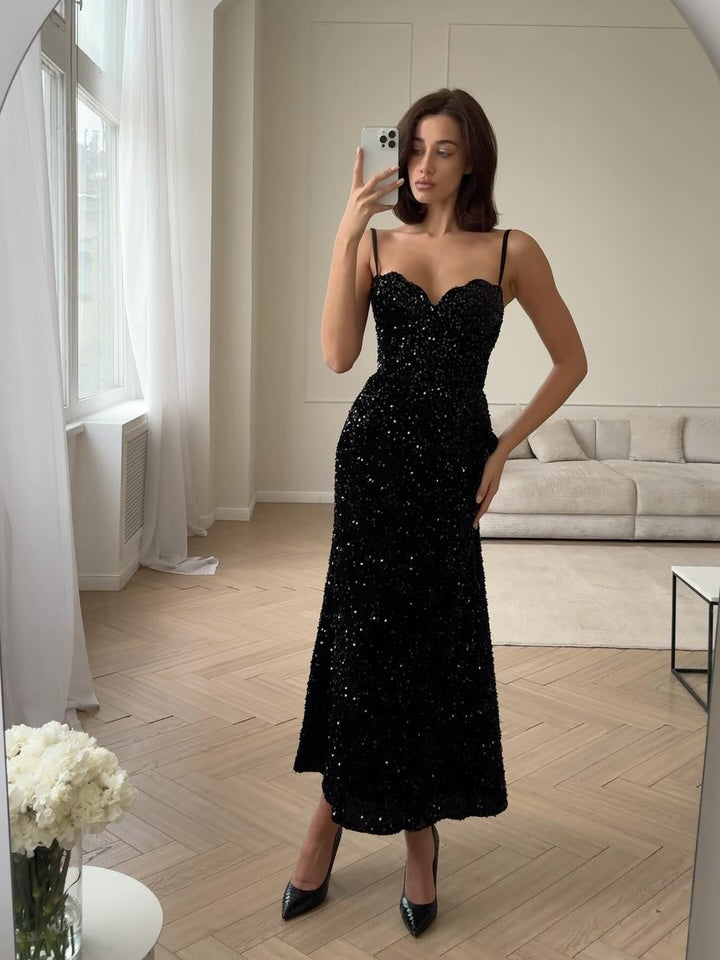 Dazzling l Black Sequin Dress