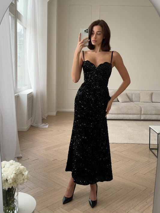 Dazzling l Black Sequin Dress