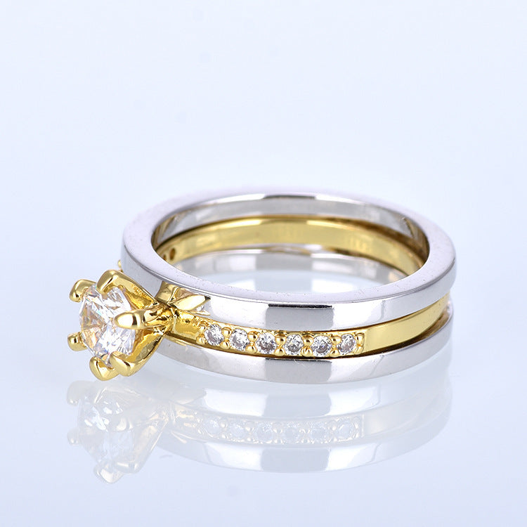 Beautiful CZ Cradle Ring Set in White or Yellow Gold, Engagement, Anniversary, Gift.