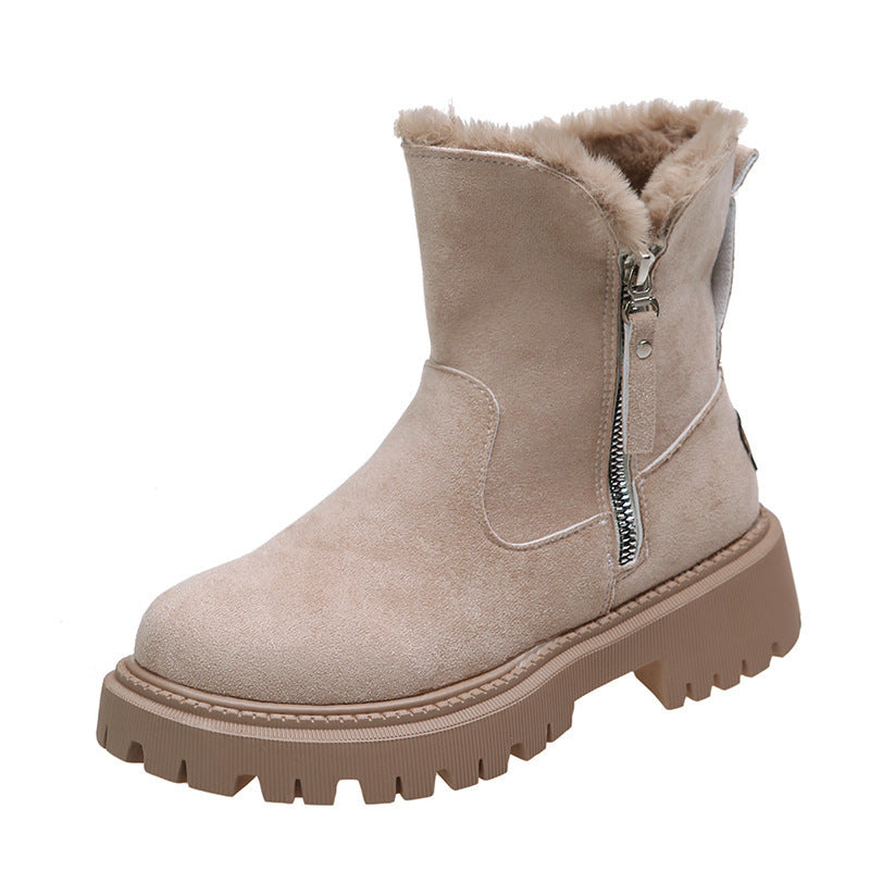 Luxe Suede Thick Warm Fur Ankle Snow Boots