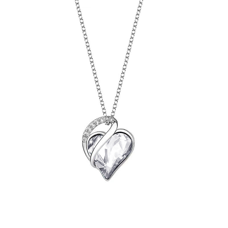 925 Sterling Silver Sliver Heart Shaped Pendant with Box Chain.