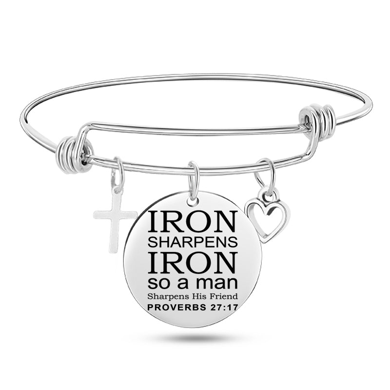 Bible Scripture Stainless Steel Bangle Bracelet
