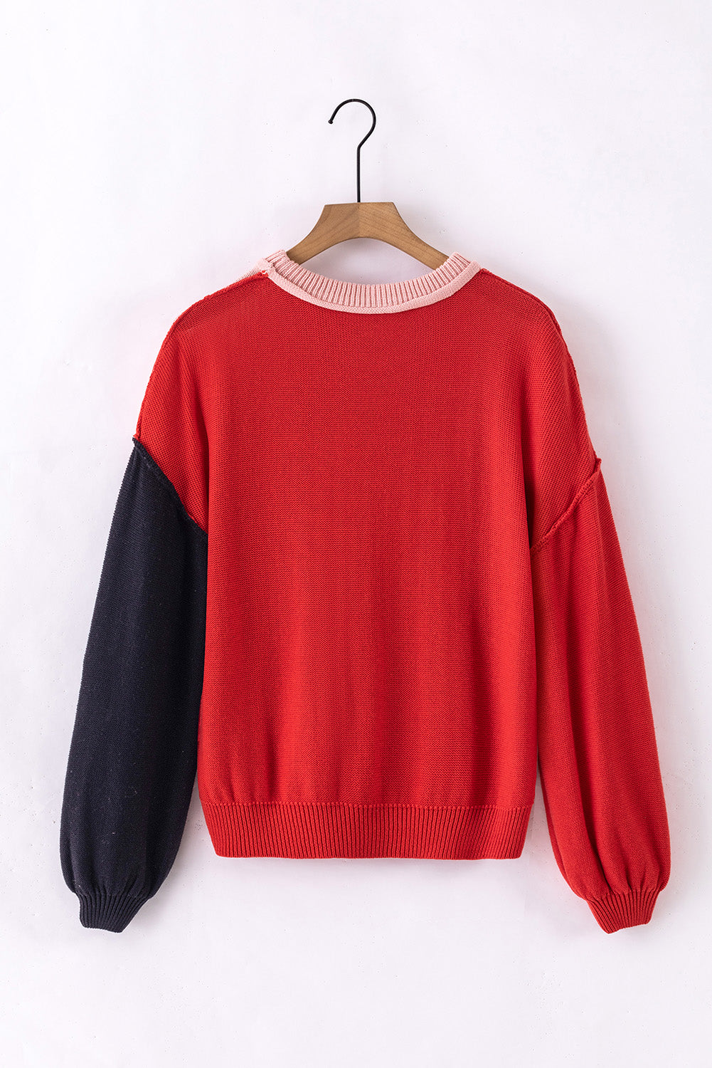 UNIQE Contrast Round Neck Dropped Shoulder Sweater