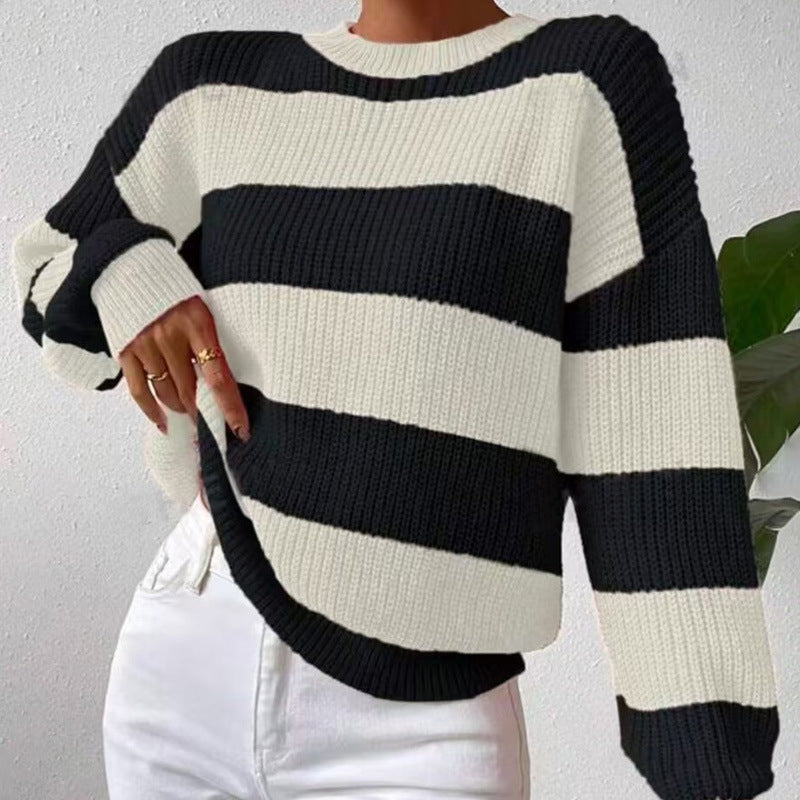 Striped Sweater Loose Long Sleeve Pullover