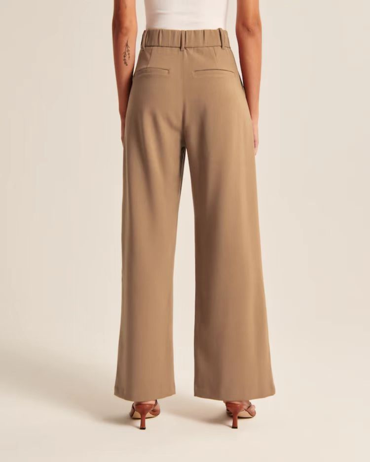 High Waist Straight Trousers With Pockets Wide Leg Pants