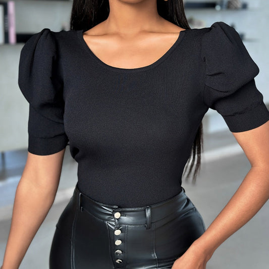 Classic Black  Top with White  Fashion Bowknot Design