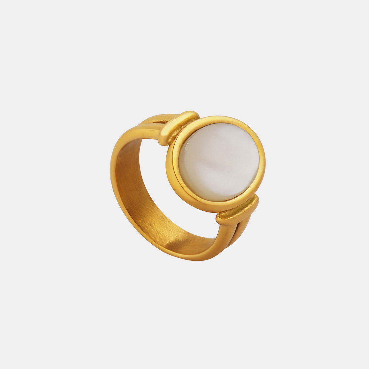 Classic White Sea Shell Ring Titanium Steel