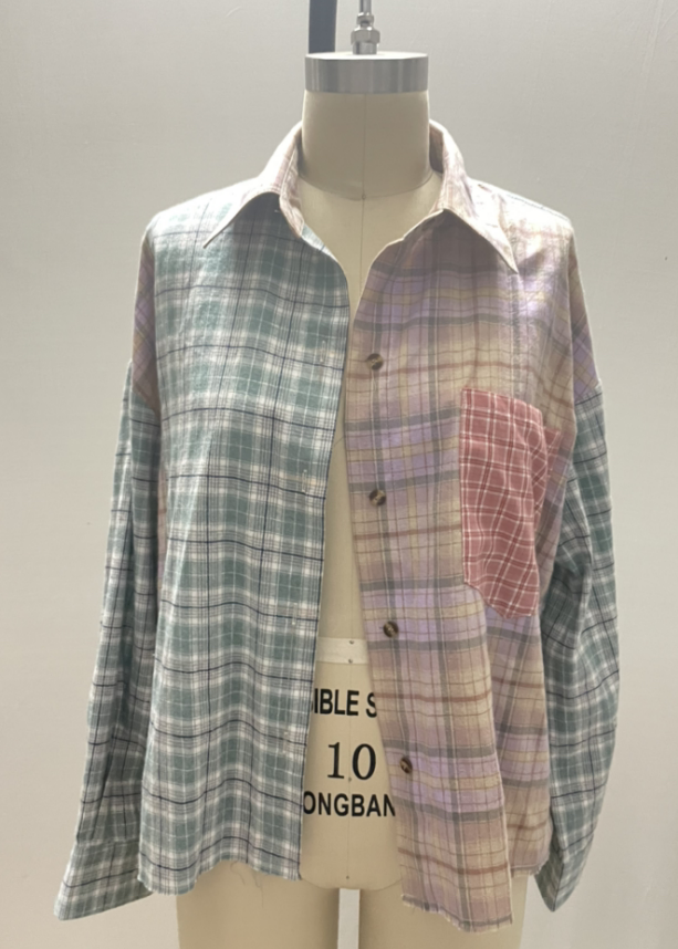 Modern Plaid Long-sleeved Lapel Shirt