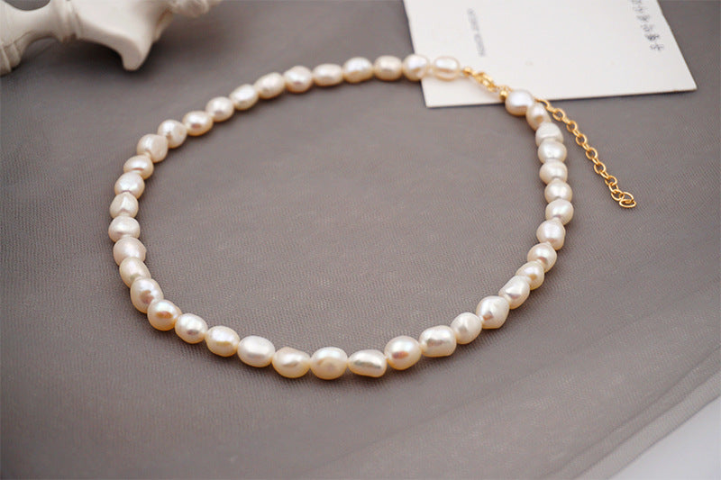 Freshwater Genuine Baroque Pearl Necklace Clavicle Chain. 2 Pearl Sizes.