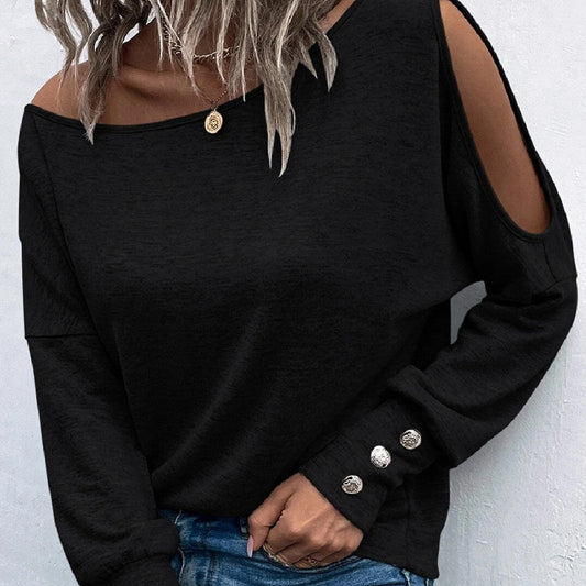 Classic Hollow-Out Long-Sleeved Top