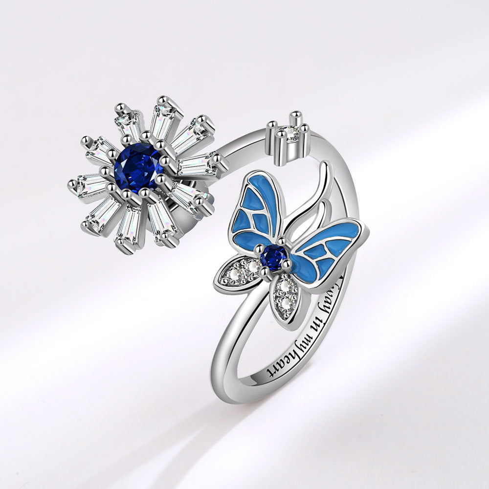 Butterfly Snowflake Rotating Ring Adjustable