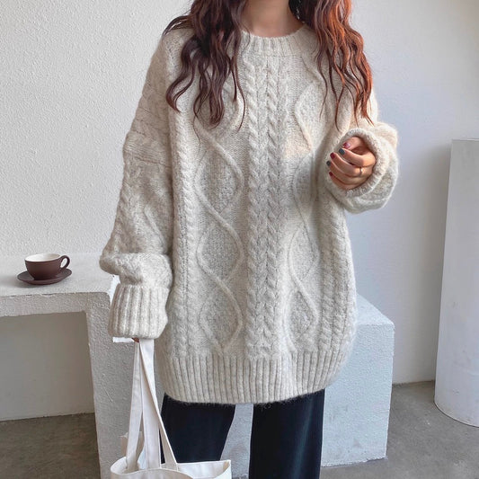 Cozy Style Twist Knitted Mohair Sweater