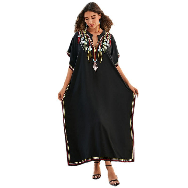 Sun-Kissed Embroidered Beach Cover-up Robe Dress