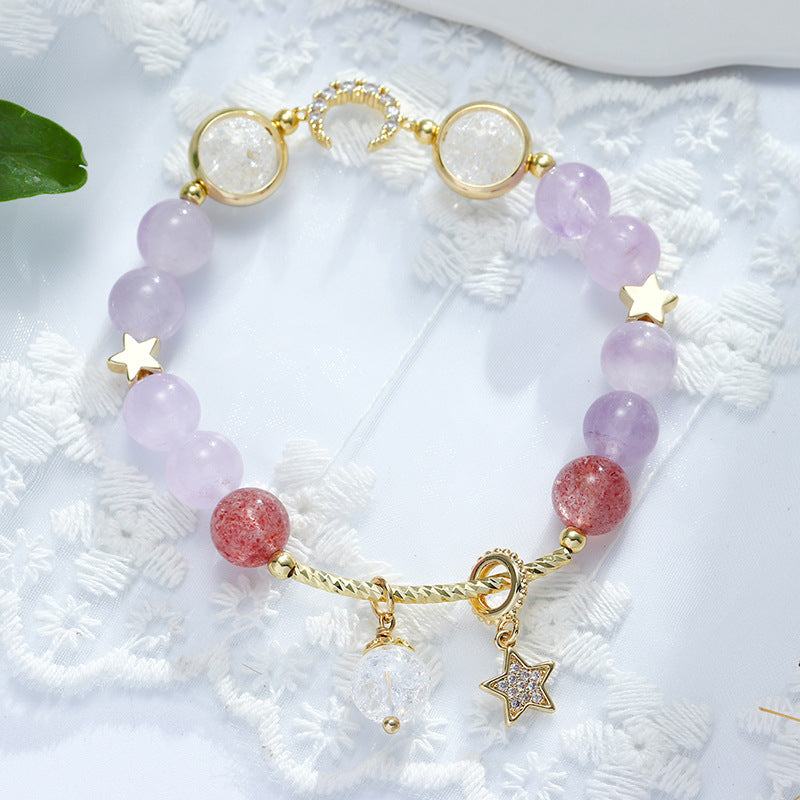 Boho Crystal Lavender Amethyst Bracelet with Charms.