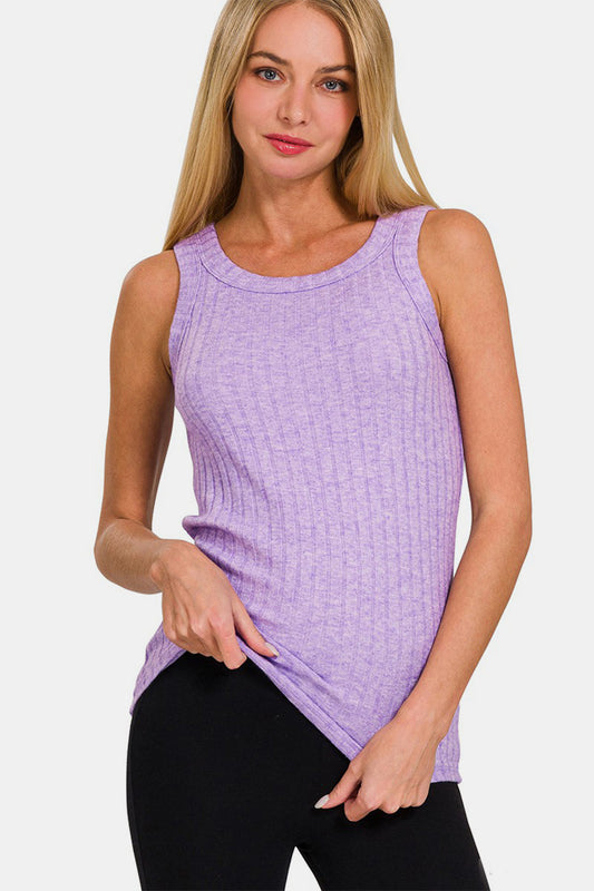 Periwinkle Ribbed Round Neck Tank