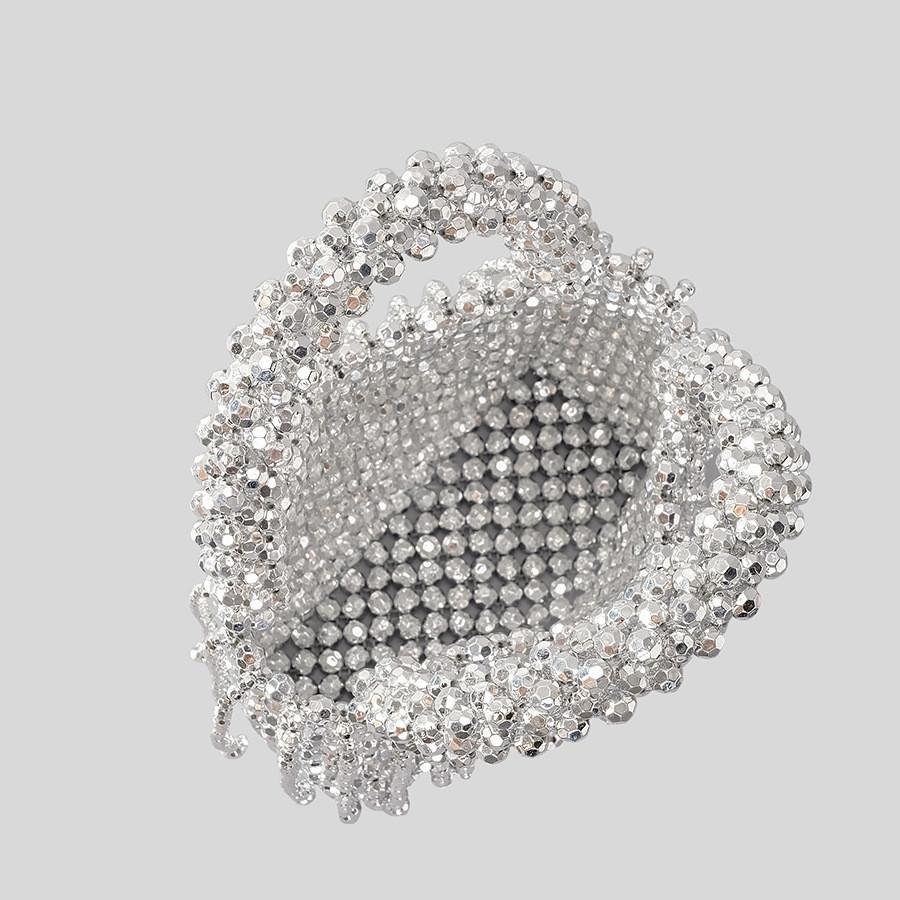 Sparkling Silver Bucket Tassel Handbag Handmade Chic - 2 Sizes