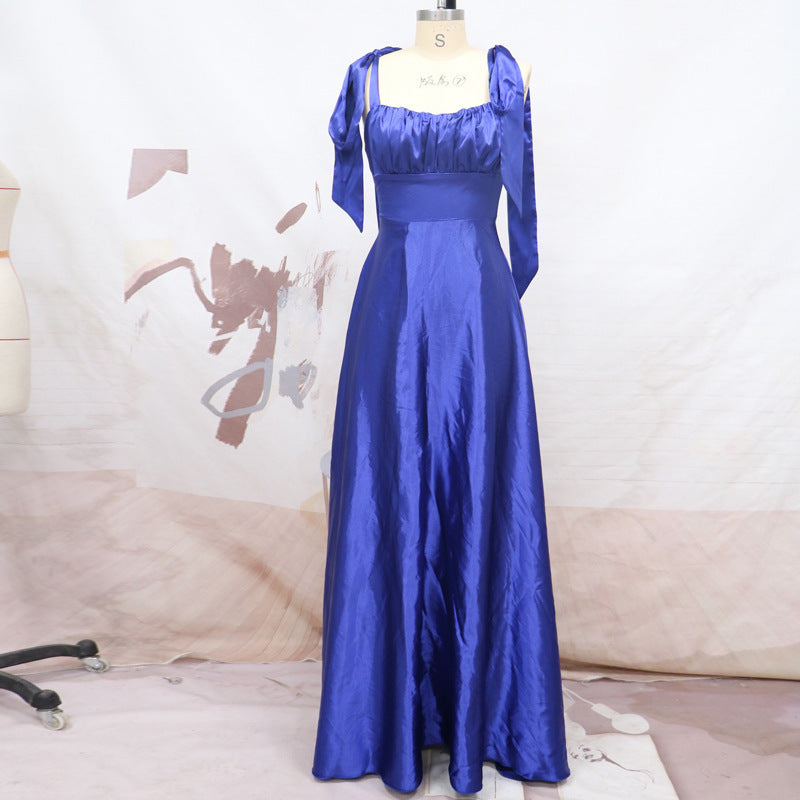 Princess Style Silky  Sleeveless Gown Evening Dress