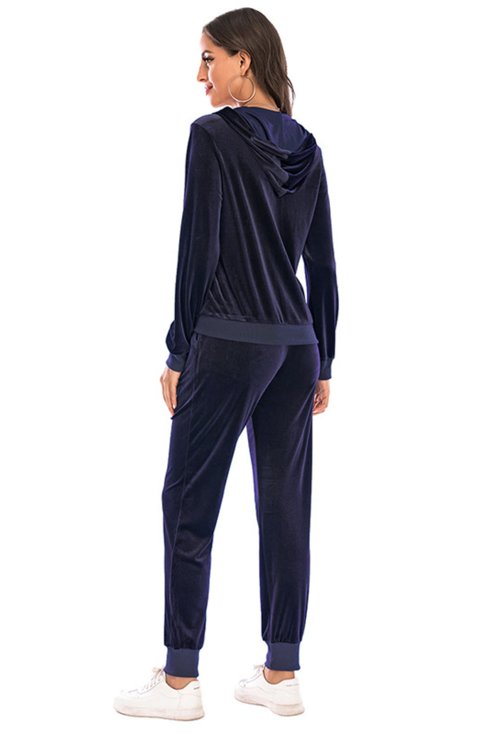 Luxe Velvet Zip-Up Hooded Jacket and Pants Set