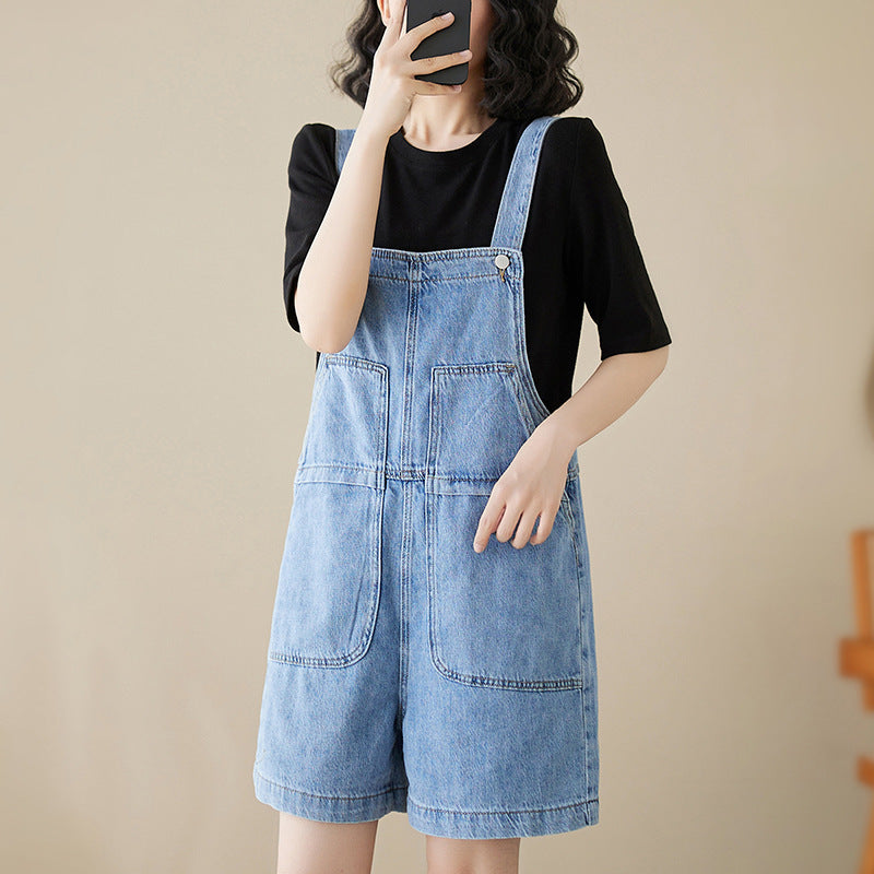 Cool Casual Front Pockets Denim Strap Overalls