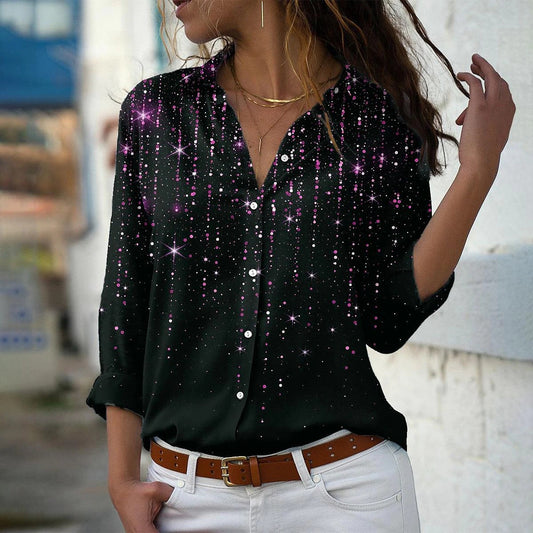 Stardust 3D Printing Loose Fit Button Up Shirt