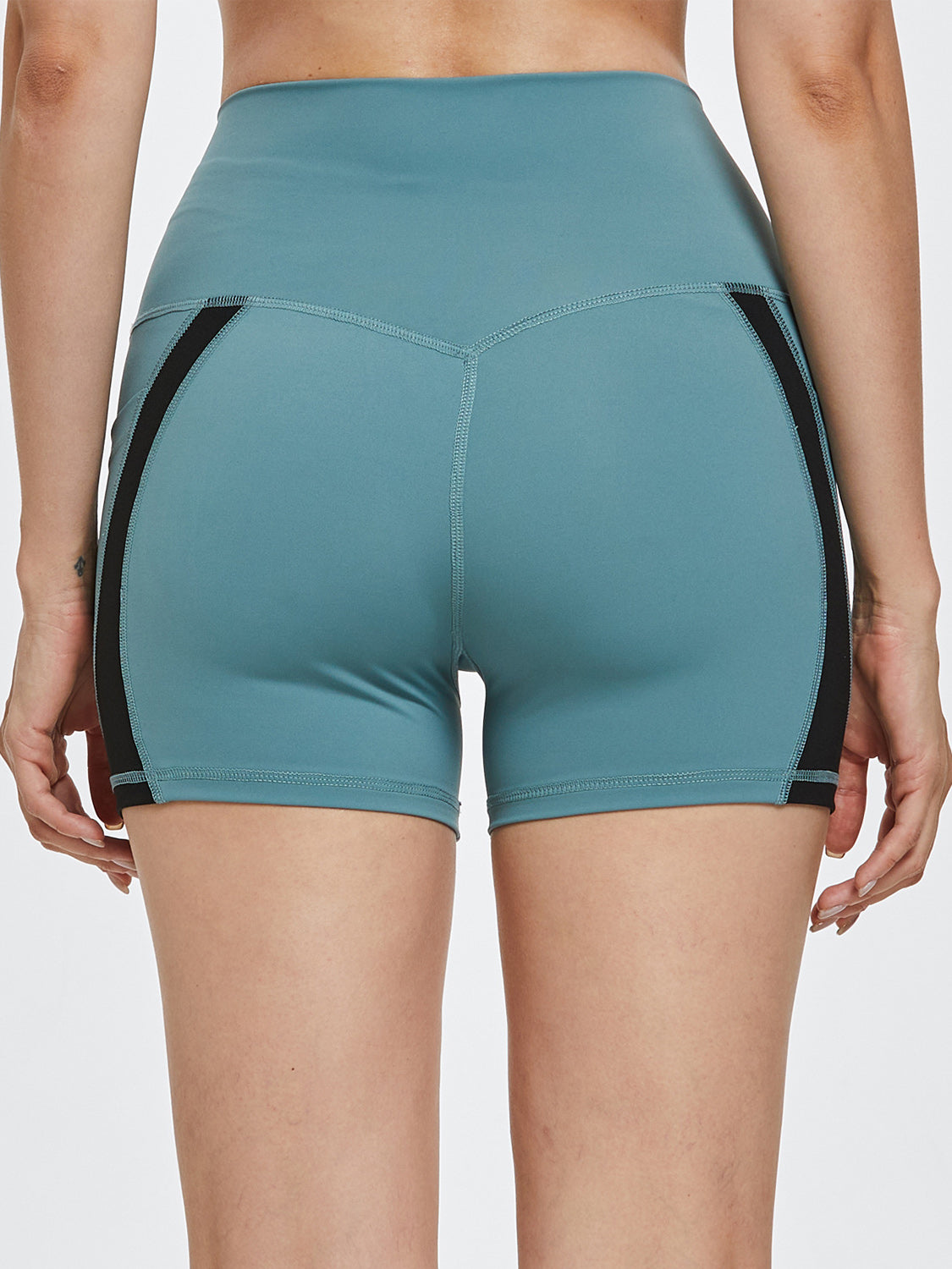 Two- Color High Waist Active Shorts w/ Packets