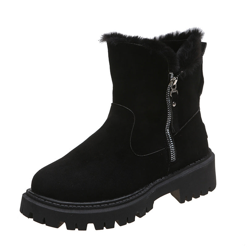 Luxe Suede Thick Warm Fur Ankle Snow Boots