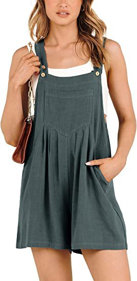 Adjustable Strap Loose Short Bib Overalls Jumpsuit