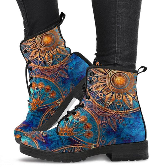 Bohemian Print Lace-Up Martin Boots
