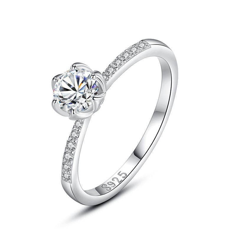 Brilliant Cut Sparkling CZ Diamond Ring 925 Sterling Silver.