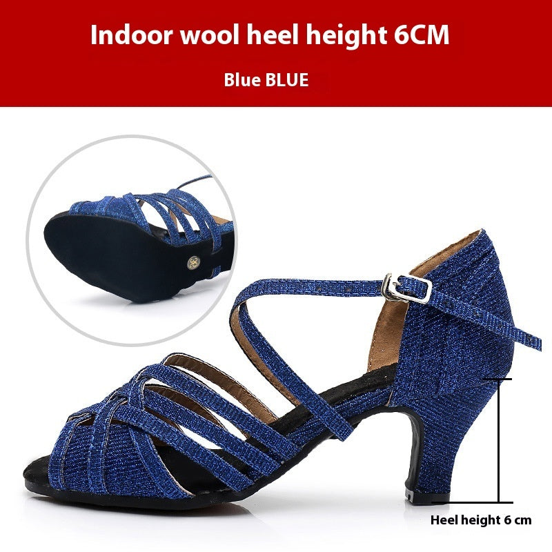 Rhinestones Latin Soft Bottom High Heel Dance Shoes