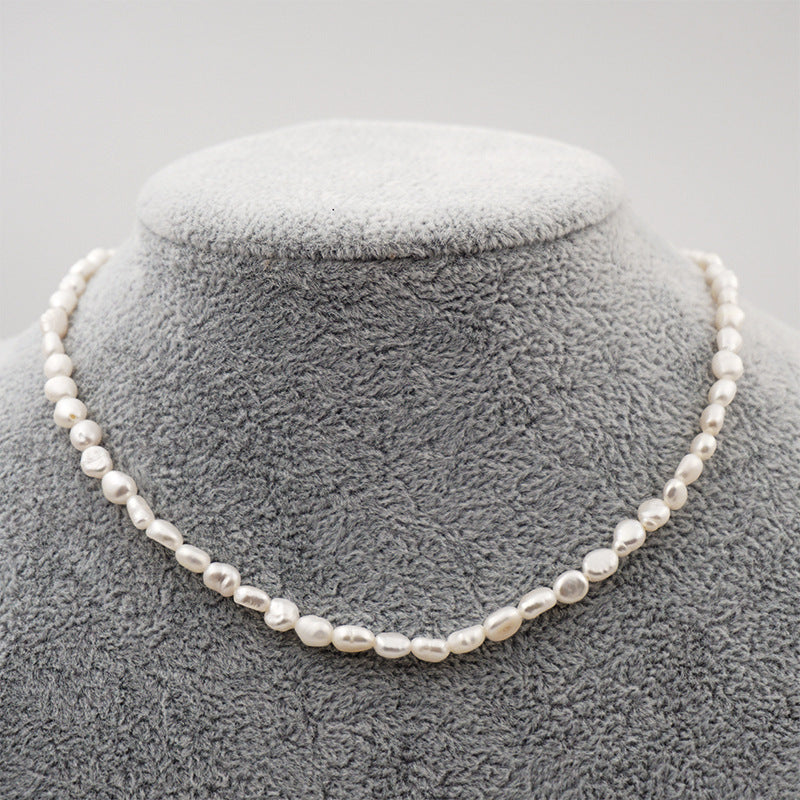 Freshwater Genuine Baroque Pearl Necklace Clavicle Chain. 2 Pearl Sizes.