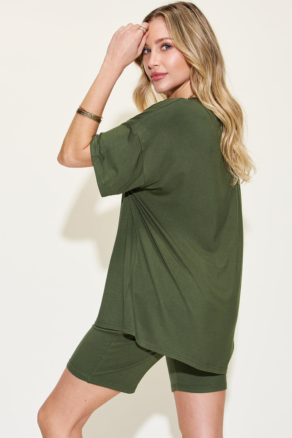 Soft Touch V-Neck Drop Shoulder T-Shirt and Shorts Set
