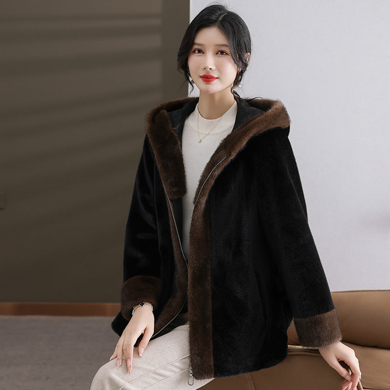 Stay Royal Mink Fur Hooded Coat