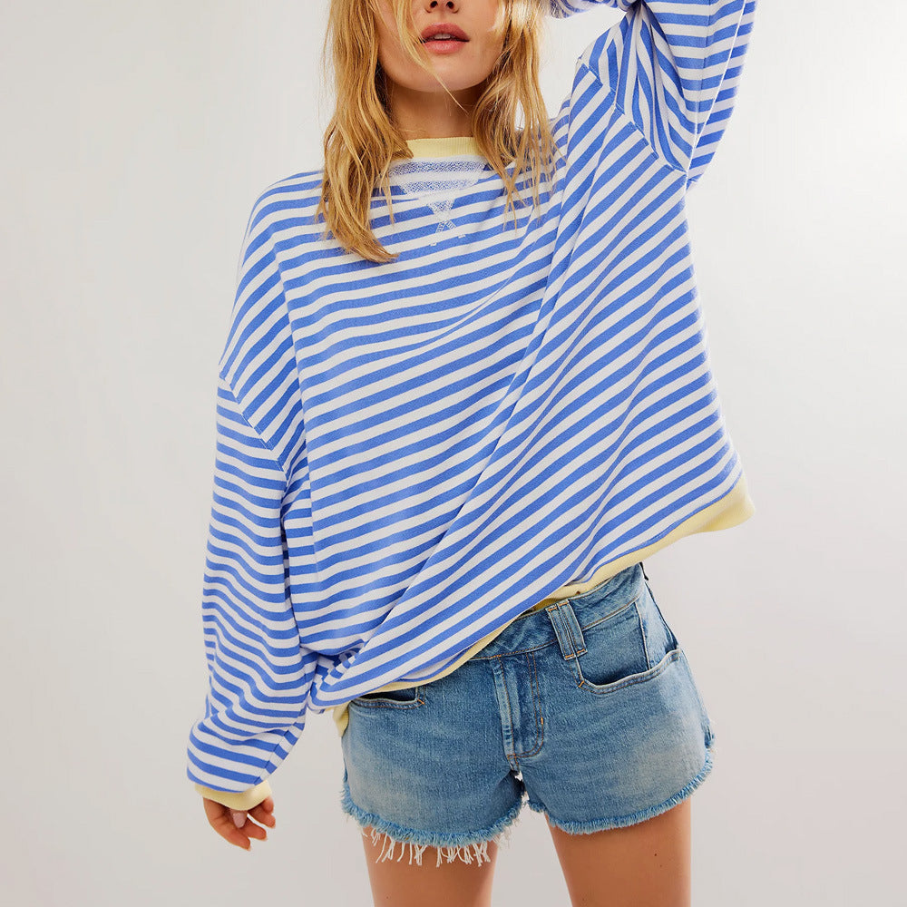 Multicolor  Fashion Striped Loose Sweater Top