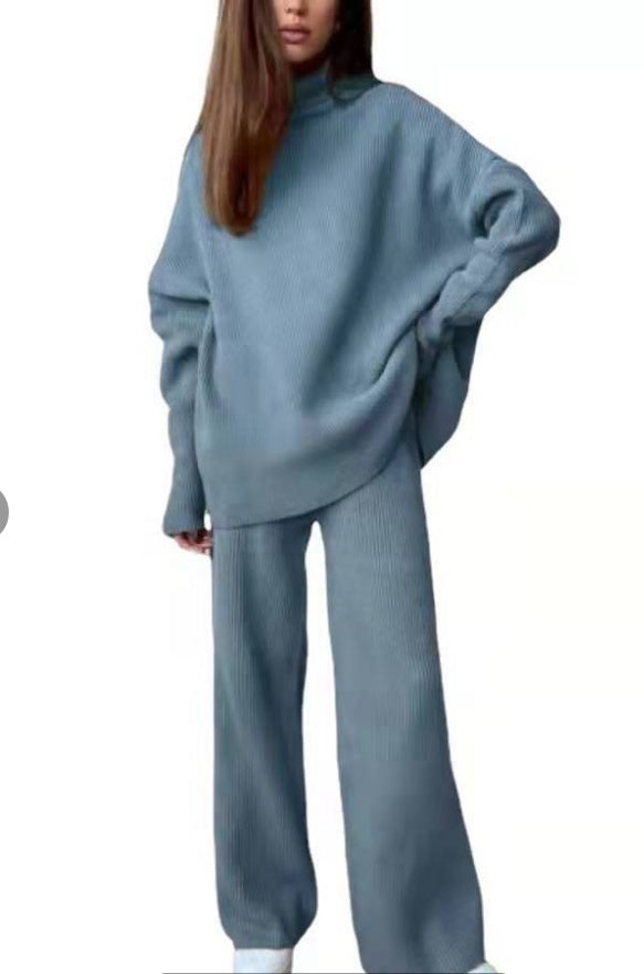 Turtleneck Sweater Knitted Tracksuit 2 Pieces Sets