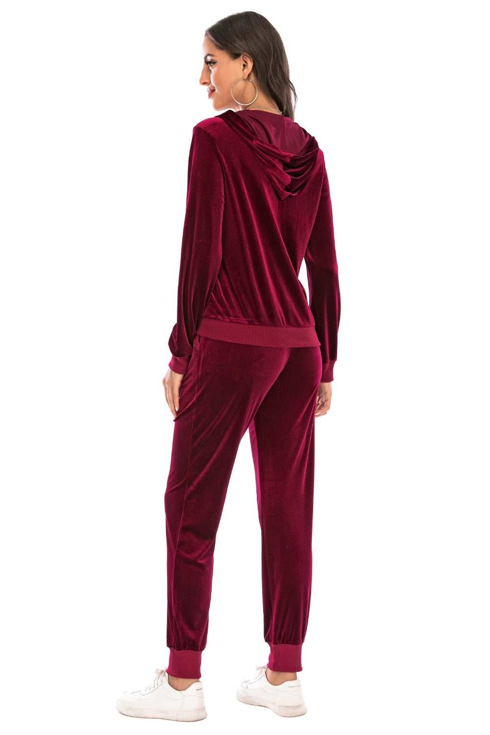 Luxe Velvet Zip-Up Hooded Jacket and Pants Set