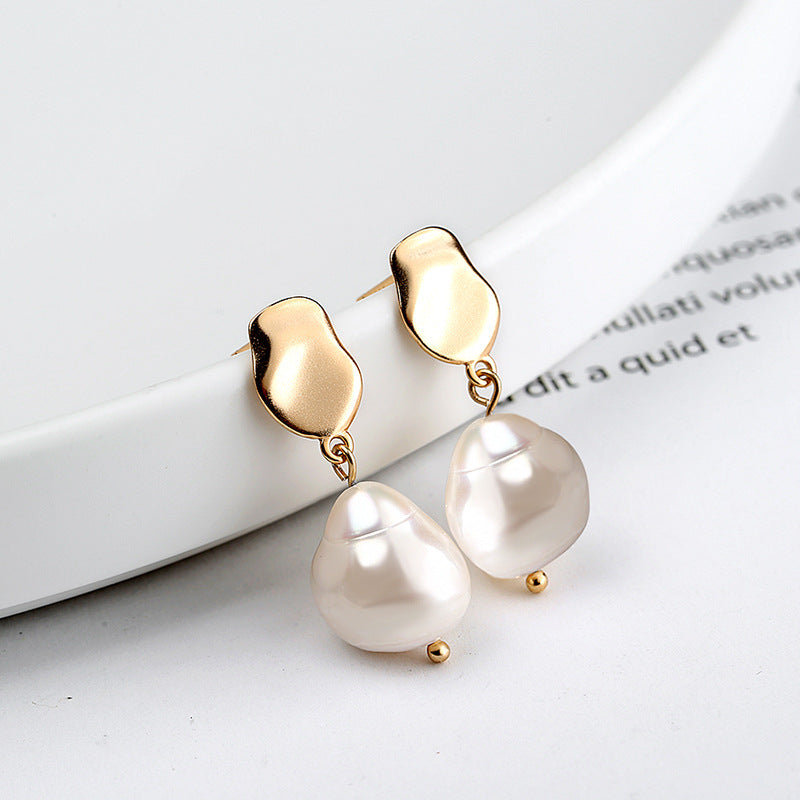 925 Sterling Silver Baroque Style Genuine  Freshwater Pearl Rose Gold Earrings.